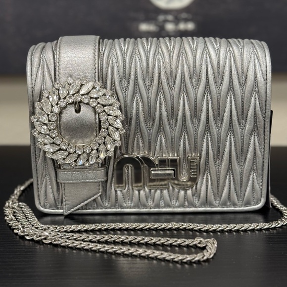 Miu Miu Handbags - Miu Miu silver Crossbody bag